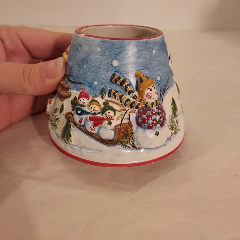 Yankee Candle Snowmen Family Small Jar Shade and Plate